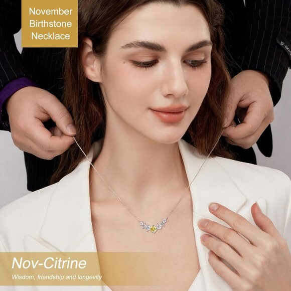 Women's Moissanite Pendant Sterling Silver Gold Plating Yellow Necklace - Picture 5 of 6